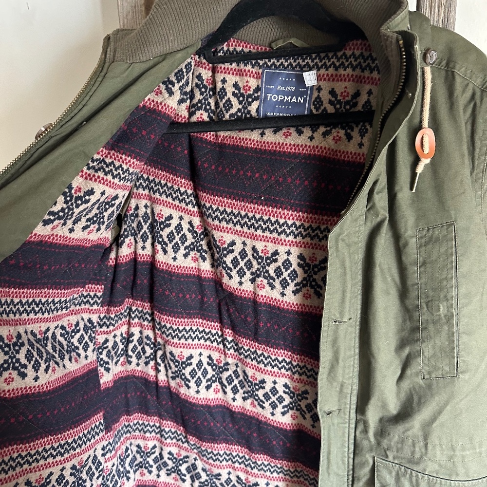 Topshop Topman Army Green Lined Utility Jacket Size Medium